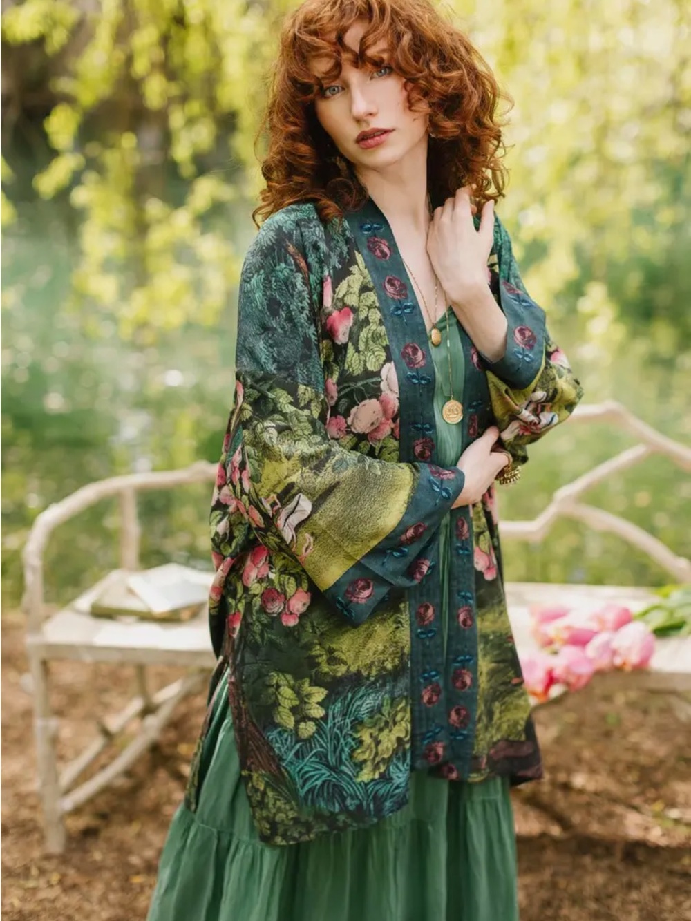 Market of Stars ✨ The Dreamer Matinée Duster with Roses & Rabbits - Picture 9 of 16